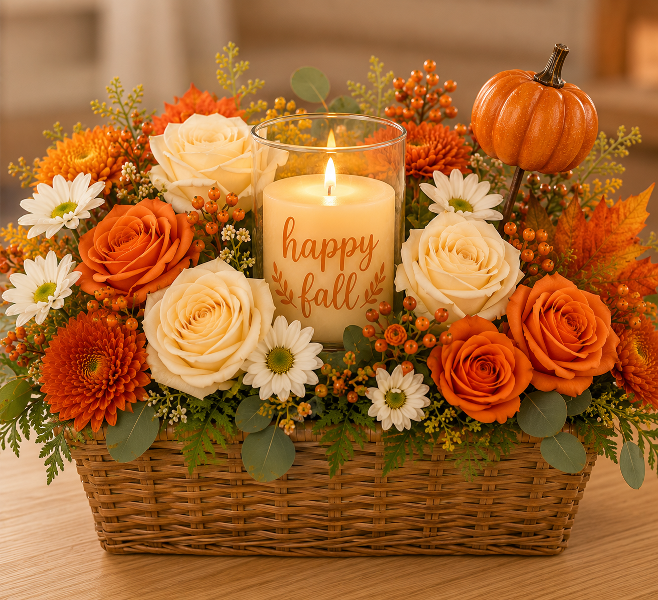 Fall basket with candle