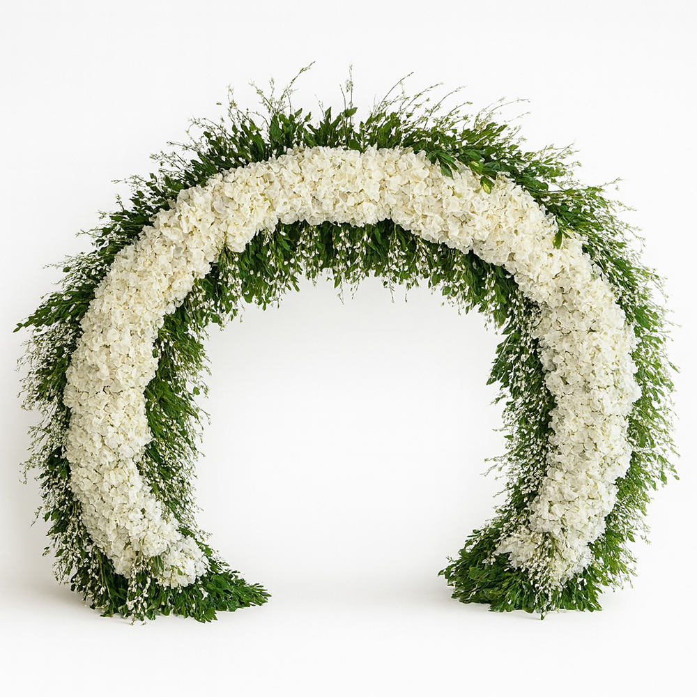 Grand White Hydrangea Circle Arch